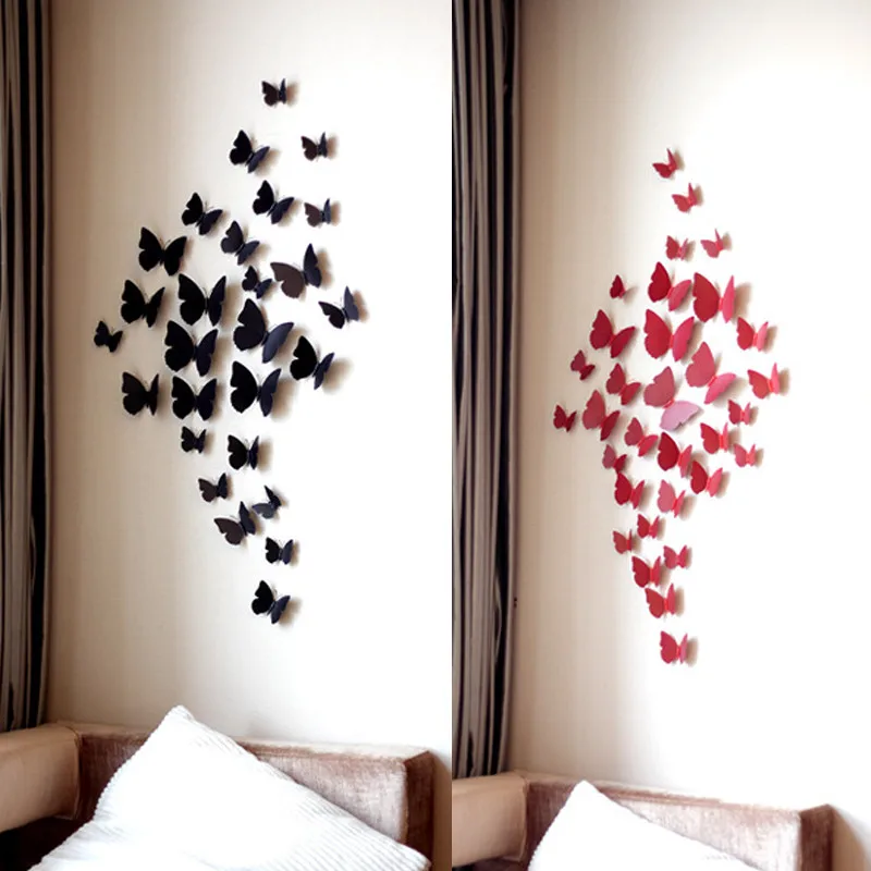Высококачественные настенные 3d наклейки 12 шт. магнит бабочка на холодильник для