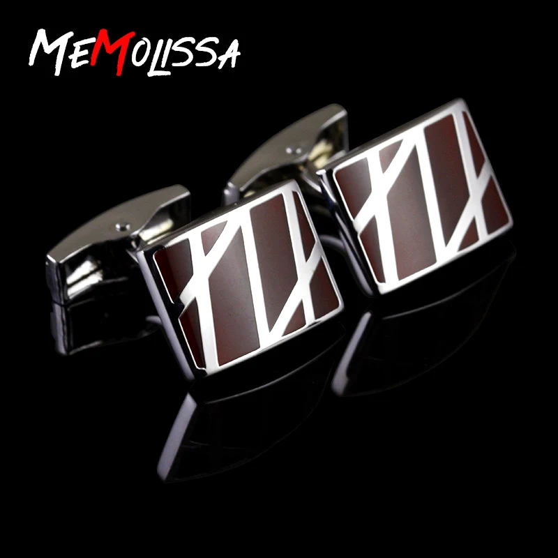

MeMolissa 3 pairs Classical Style Dark Red Rectangle Laser Plating Cufflinks Mens Shirt Cuff Button Christmas Gifts for Men