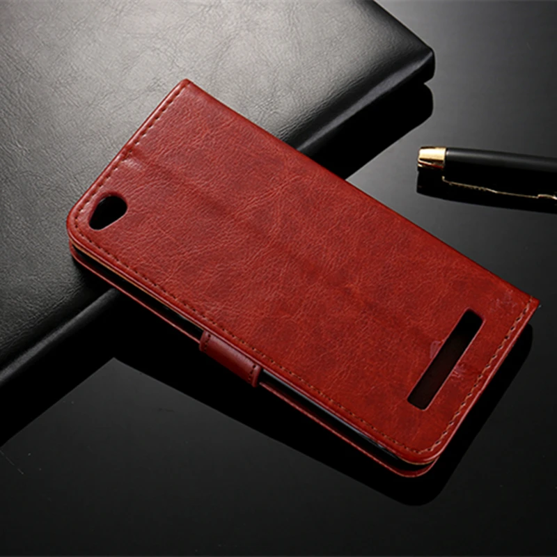 Оригинальный чехол из натуральной кожи для Xiaomi Redmi 4A с откидной крышкой кошелек