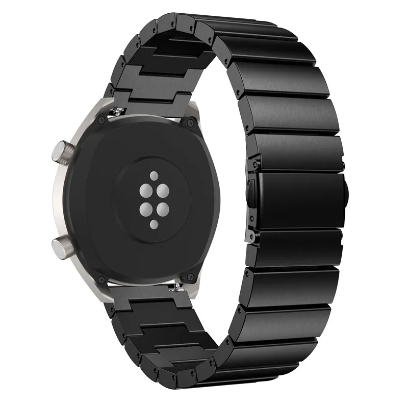 Черный Ремешок для Xiaomi Huami Amazfit GTR 47 мм браслет 22 мм Нержавеющая сталь Браслет Для Xiaomi Huami Amazfit темп/Stratos 2 2s Correa - Цвет: Черный
