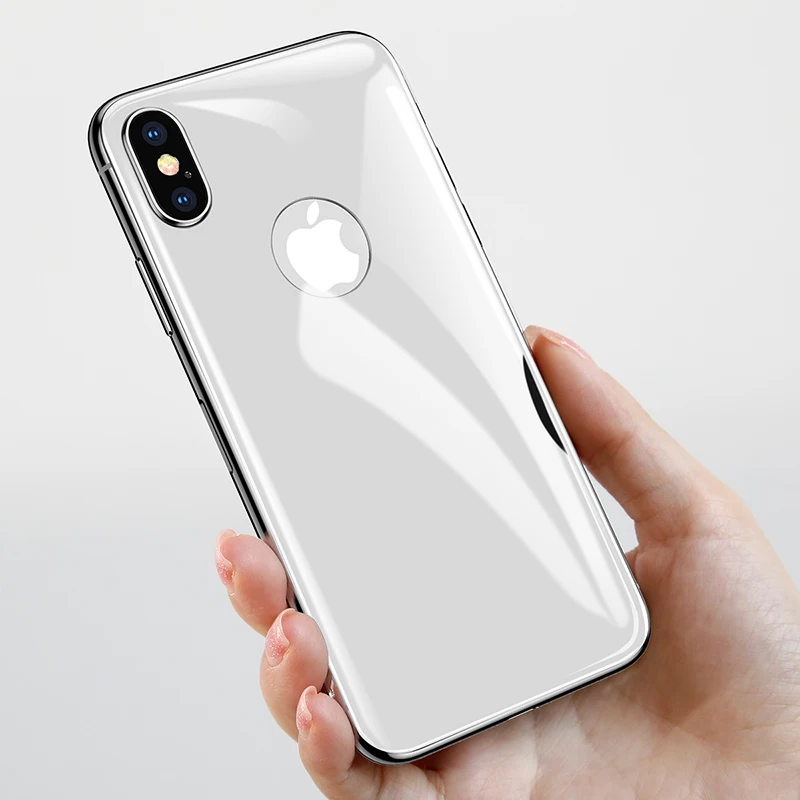 Защитная пленка Baseus 4D на заднюю панель из закаленного стекла для iPhone X 10, защитная пленка на заднюю панель для iPhone X 10 - Цвет: Silver