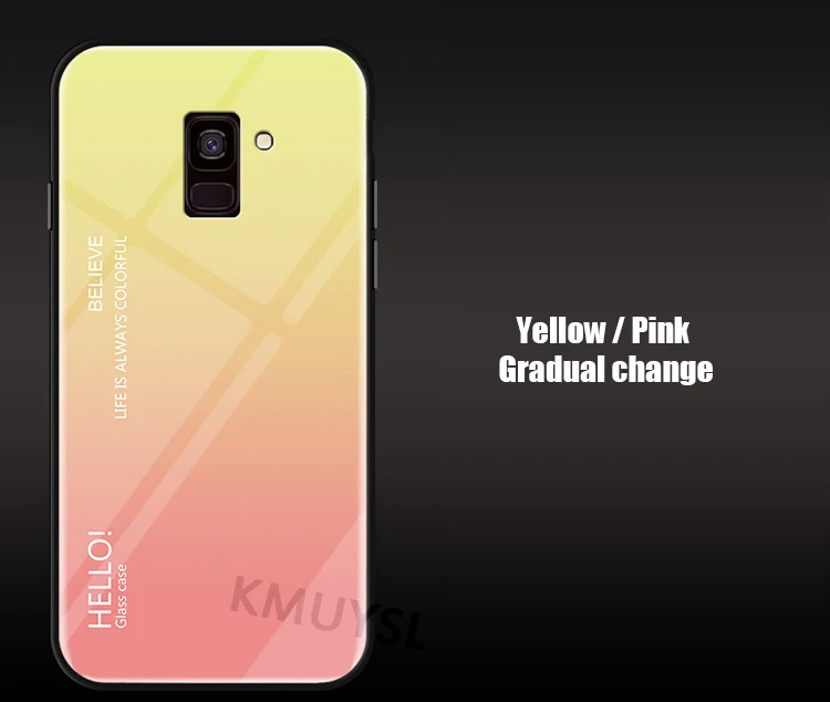 Градиент закаленное Стекло чехол для samsung Galaxy A8 A6 J4 J6 J2 Pro S8 S9 плюс S7 край J3 J5 J7 Prime Примечание 8 9 крышка - Цвет: 2