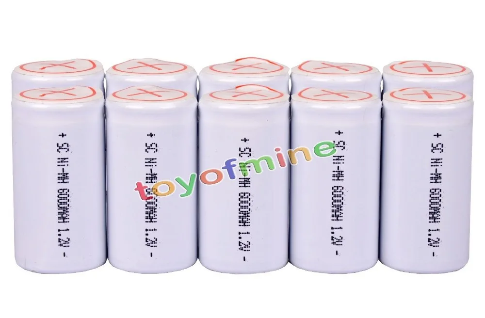 

10x Sub C SubC With Tab 6000mAh 1.2V Ni-MH Rechargeable Battery White High Power
