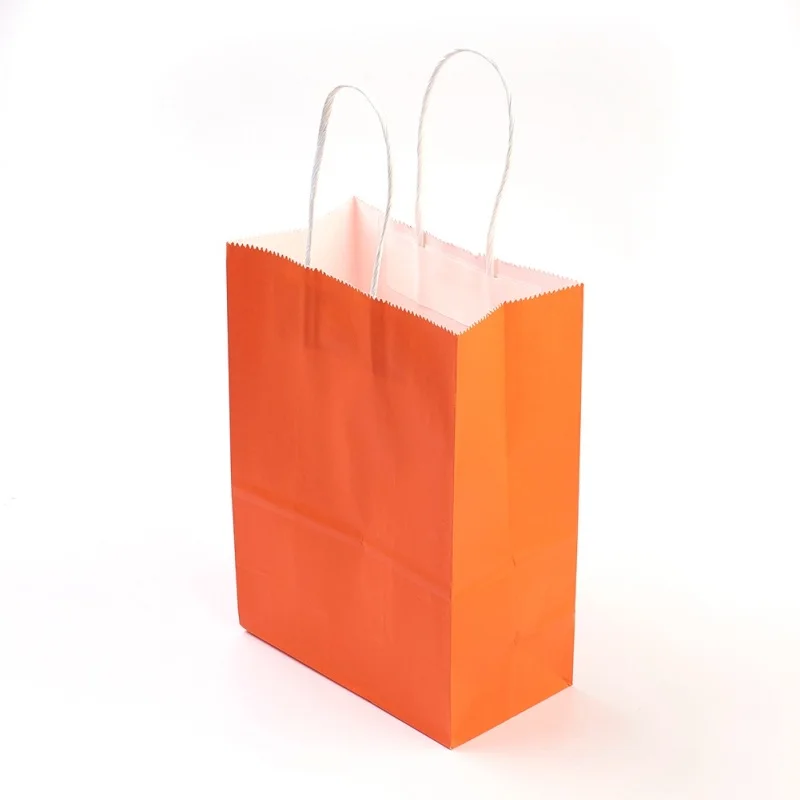 OrangeRed Pandahall 10 шт прямоугольник мешочки из крафт-бумаги подарочные сумки для покупок с нейлон ручка с нарезкой, 22,5 см F80 - Цвет: OrangeRed