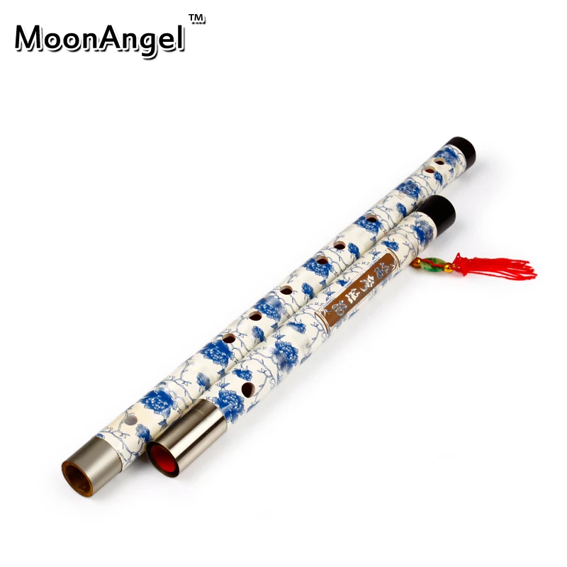 Ручная работа новая синяя и белая флейта двойная вилка фарфоровая бамбуковая