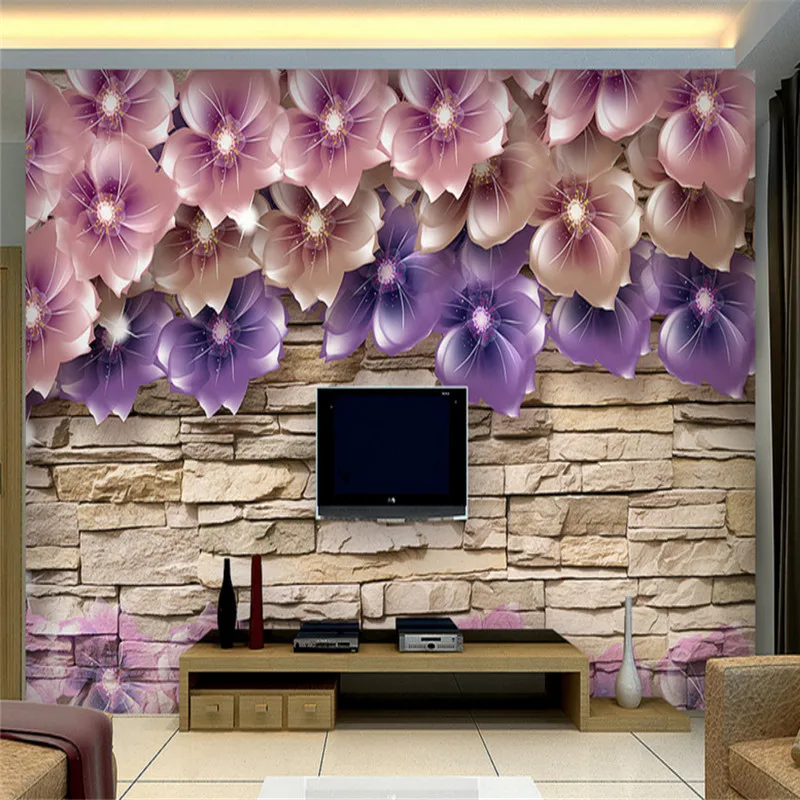 

customized modern 3d photo high quality non-woven wallpaper, simple European style TV background wall paper for bedroom