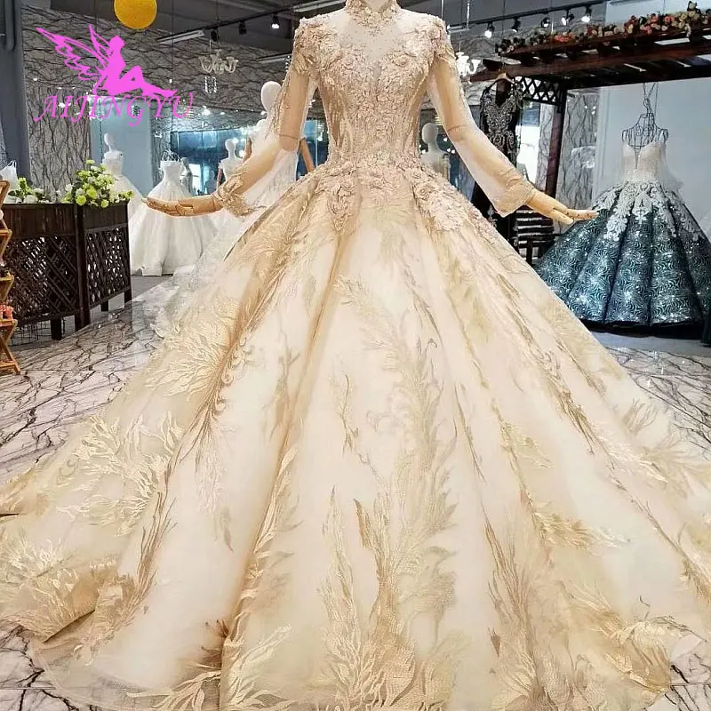 

AIJINGYU New Gowns Arab Nova Saudi Arabia Mother Of The Groom Second Marriage Plus Size Muslim Gown Sequin Wedding Dress