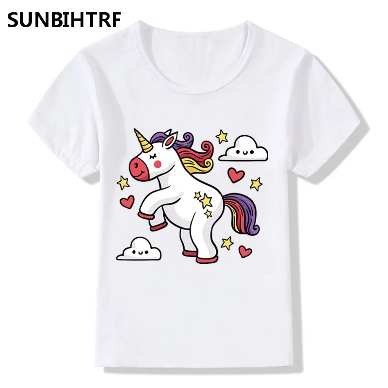Забавные детские футболки с рисунком пончика и единорога детская повседневная