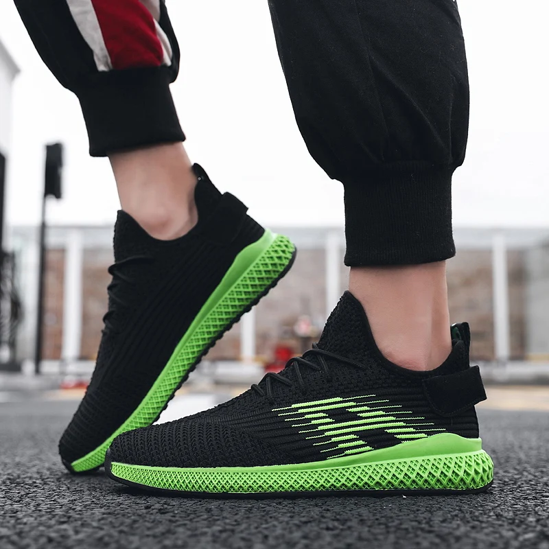 Summer Running Shoes For Men 2019 Sport Sneakers Homme Breathable Slip On Non-Slip Casual Red Black Green | Обувь