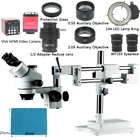 Тринокулярный стереомикроскоп, 3,5x 7X 45X 90X зум, с двойным фокусным расстоянием, VGA HDMI видеокамера для пайки телефонов, печатных плат