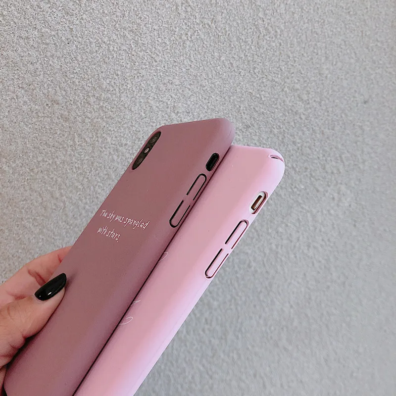 Розовый английский Матовый Жесткий PC чехол для iPhone 7 8 Plus противоударный X XS Max XR 6s 6