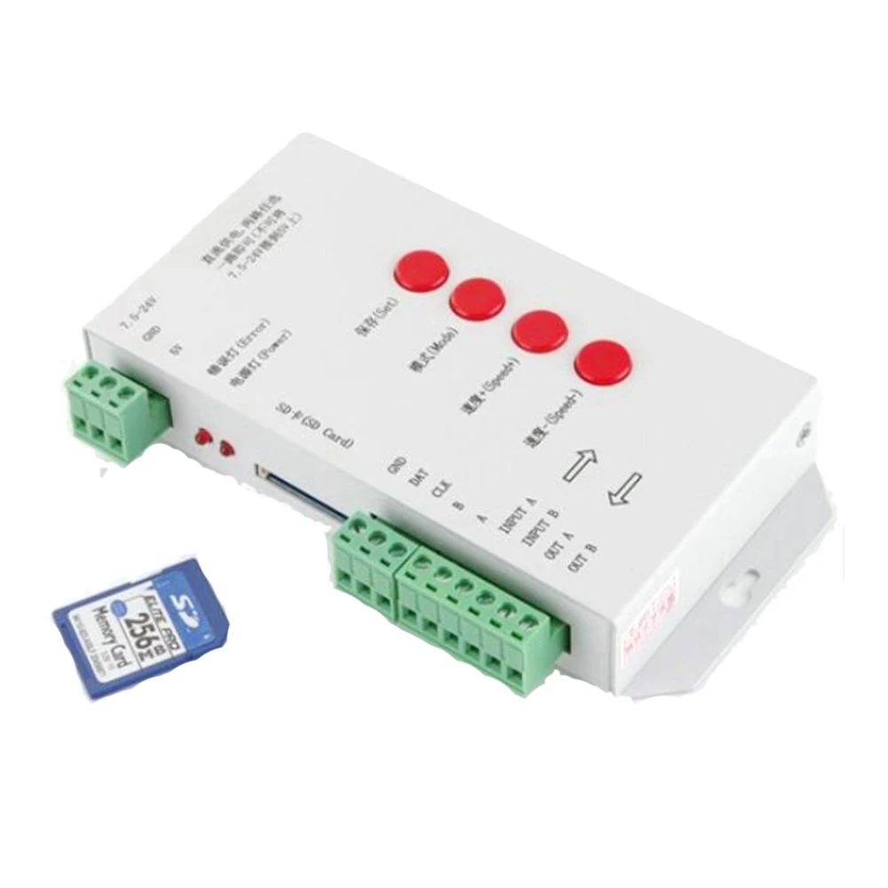 T1000S SD карты WS2801 WS2811 WS2812B LPD6803 светодиодный 2048 Пиксели контроллер DC5 ~ 24 В T-1000S RGB |