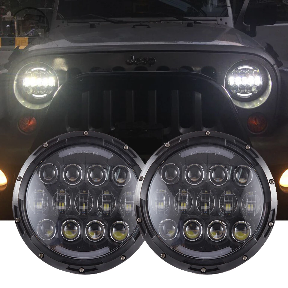 7-дюймовый круглый проектор H4 H13 светодиодный головной фонарь для Jeep Wrangler JK TJ LJ