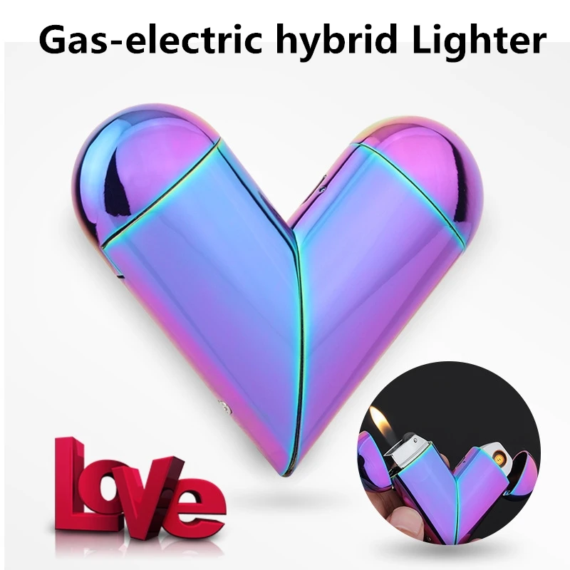 Складная газоэлектрическая Зажигалка в форме сердца USB плазменная зажигалка с