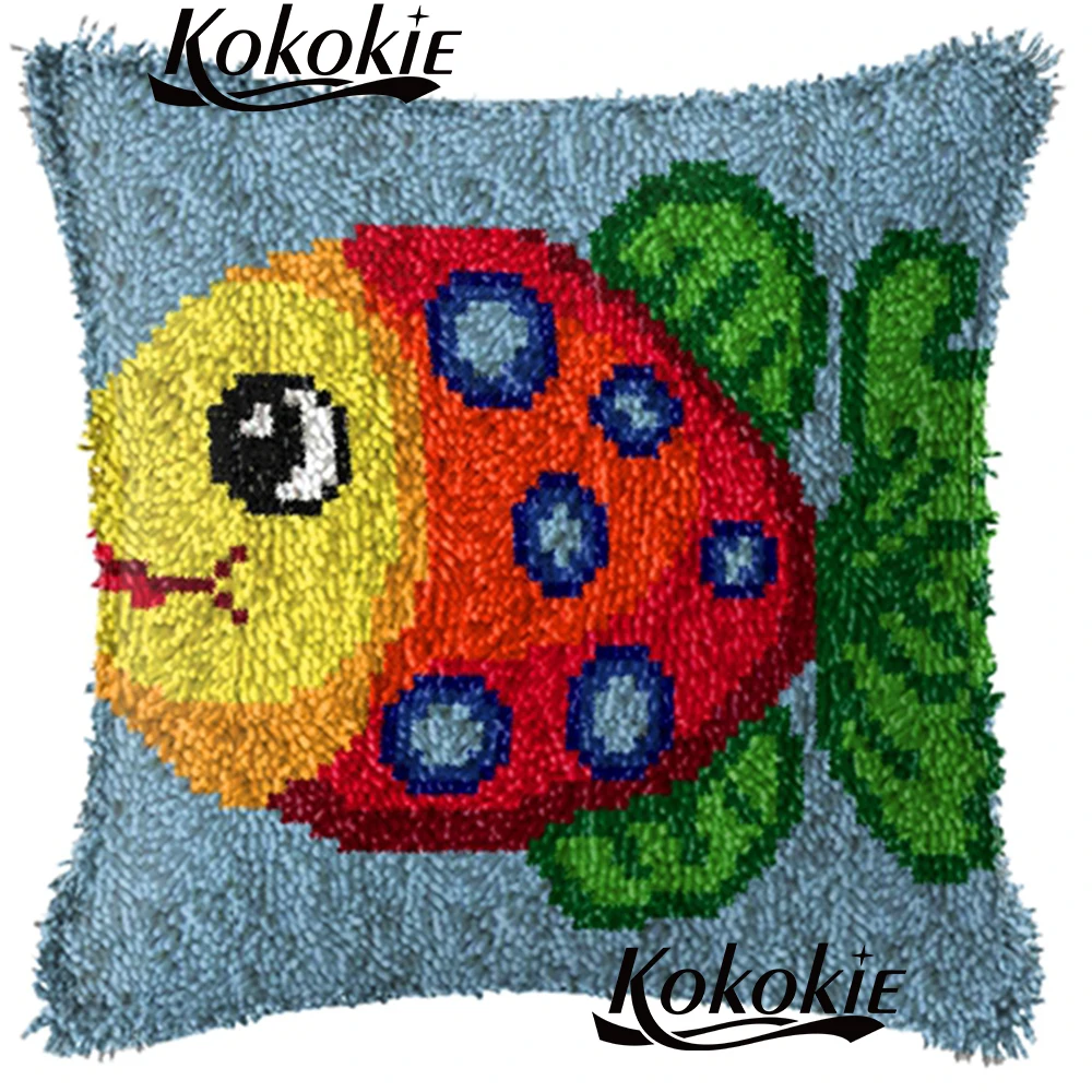 

Cross stitch sets sale diy carpet Crocheting Rug Yarn Needlework cartoon fish cushion mat Threads embroidery Latch Hook Rug Kits