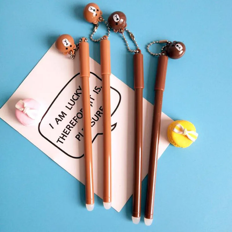 1 шт. стираемые ручки гелевая ручка Маленький коричневый медведь кулон школьные