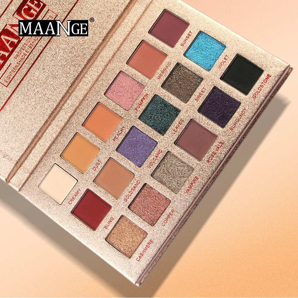 18 colors MAANGE блестящие тени для век Palete Make Up Cosmetic долговечный легко носить матовые тени для век Shimmer Sombras Pro Новое поступление Лидер продаж - Цвет: 18 colors