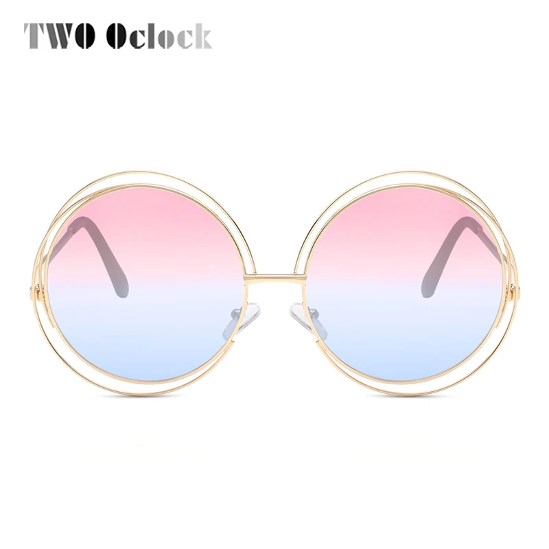 Солнцезащитные очки TWO Oclock винтажные круглые дизайнерские большие коричневые с