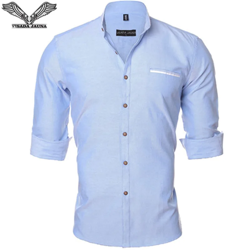 VISADA JAUNA Мужская рубашка однотонная Повседневная брендовая одежда 2017 Новый стиль