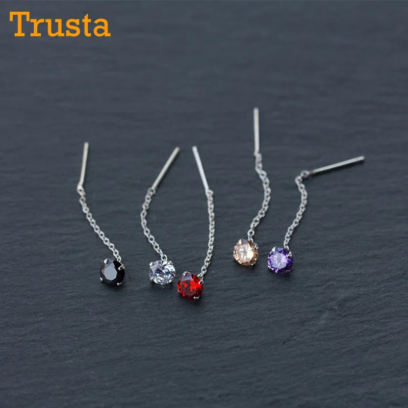 Trusta, 925 пробы, серебряные серьги, ювелирное изделие, в виде капли, одноцветные, с бусинами, с ушной линией, в Крутом стиле, для девочек-подростков, для женщин, DS1277