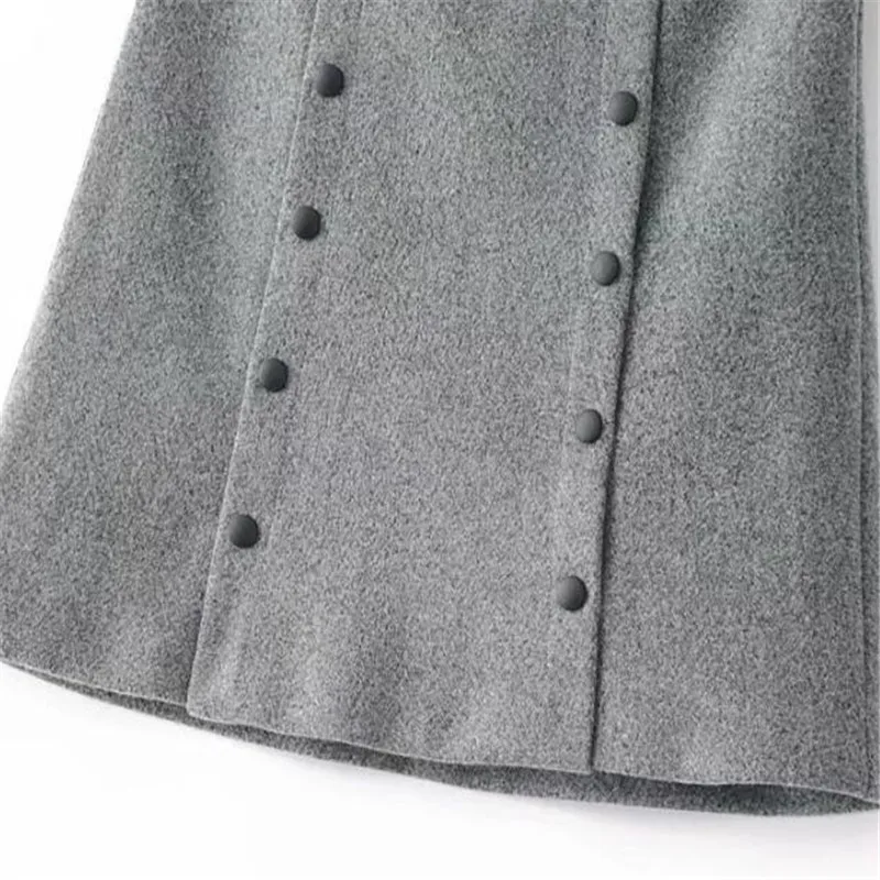 Двубортный шерсть зимняя юбка женская мини-юбка женские шерстяные юбки юбку миди