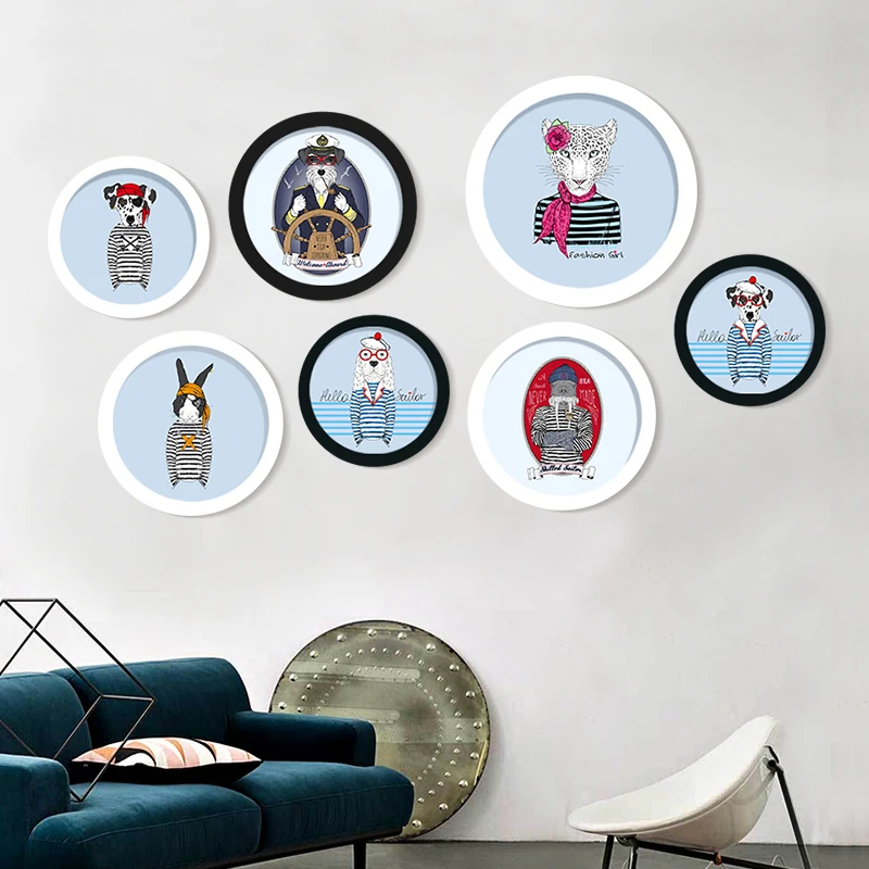 DIY креативный подарок круглая фоторамка диван фон Мультяшные животные подвесная