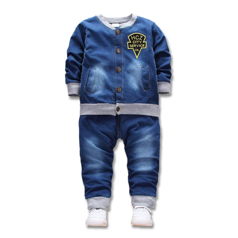 

okoufen 2019 new baby boy and girl clothes spring autumn children clothing denim body suit kids jeans clothes set retail