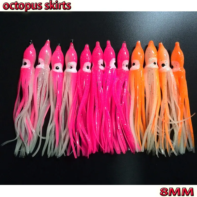 2017 рыбацкий Кальмар осьминог джиг Рыбалка юбки длина 8 см номер: 12 шт./лот | Спорт и