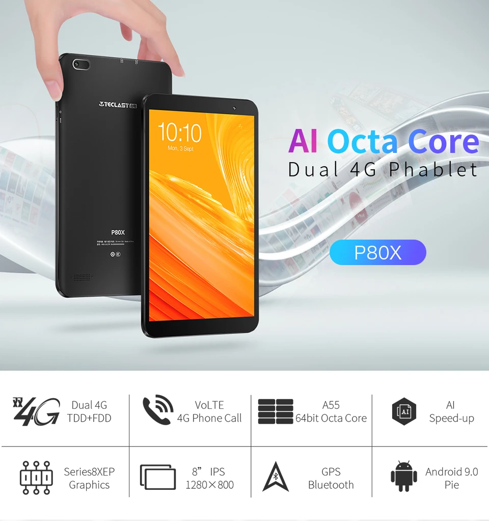 Teclast P80X 8 дюймов планшет Android 9,0 4G Phablet SC9863A Восьмиядерный 1280*800 ips 2 Гб ram 32 Гб rom планшетный ПК gps Двойная камера gps