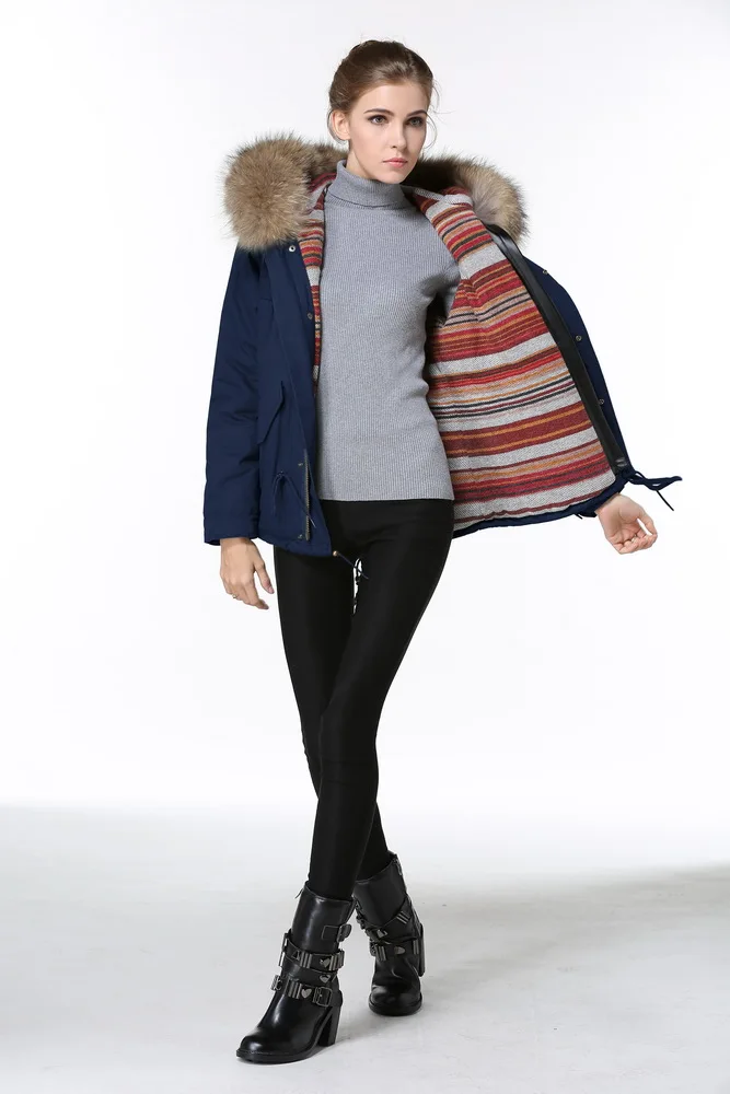 Новая модная зимняя женская куртка с большим воротником из натурального меха