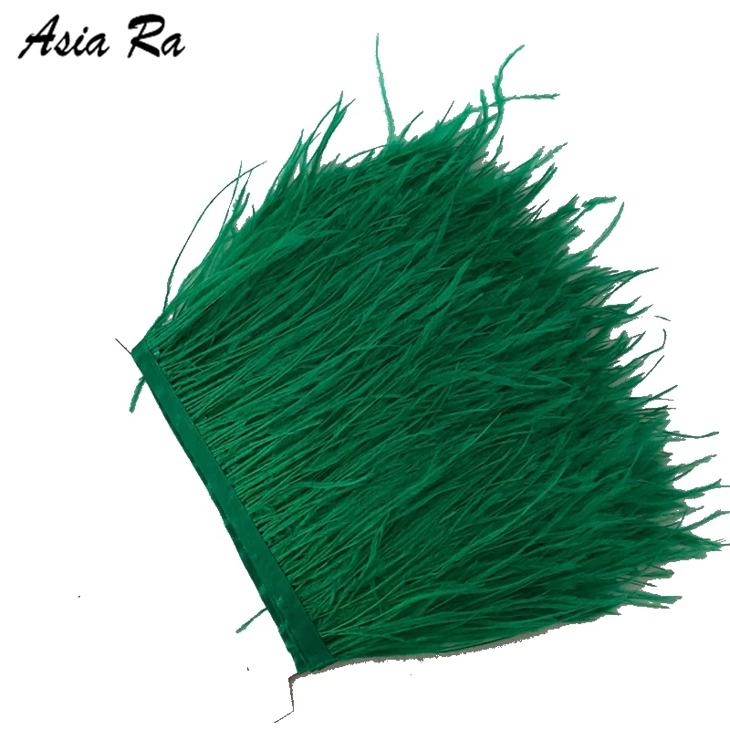 Высокое качество пушистое страусиное перо обрезка ткани боковая лента длиной 10