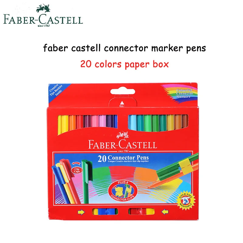 Faber Castell волокна кисти фломастеры разъем Цветной живопись Эскиз-премиальные товары для рукоделия для детей, набор из 10 20 30 40 80 - Цвет: 20 colors paper box