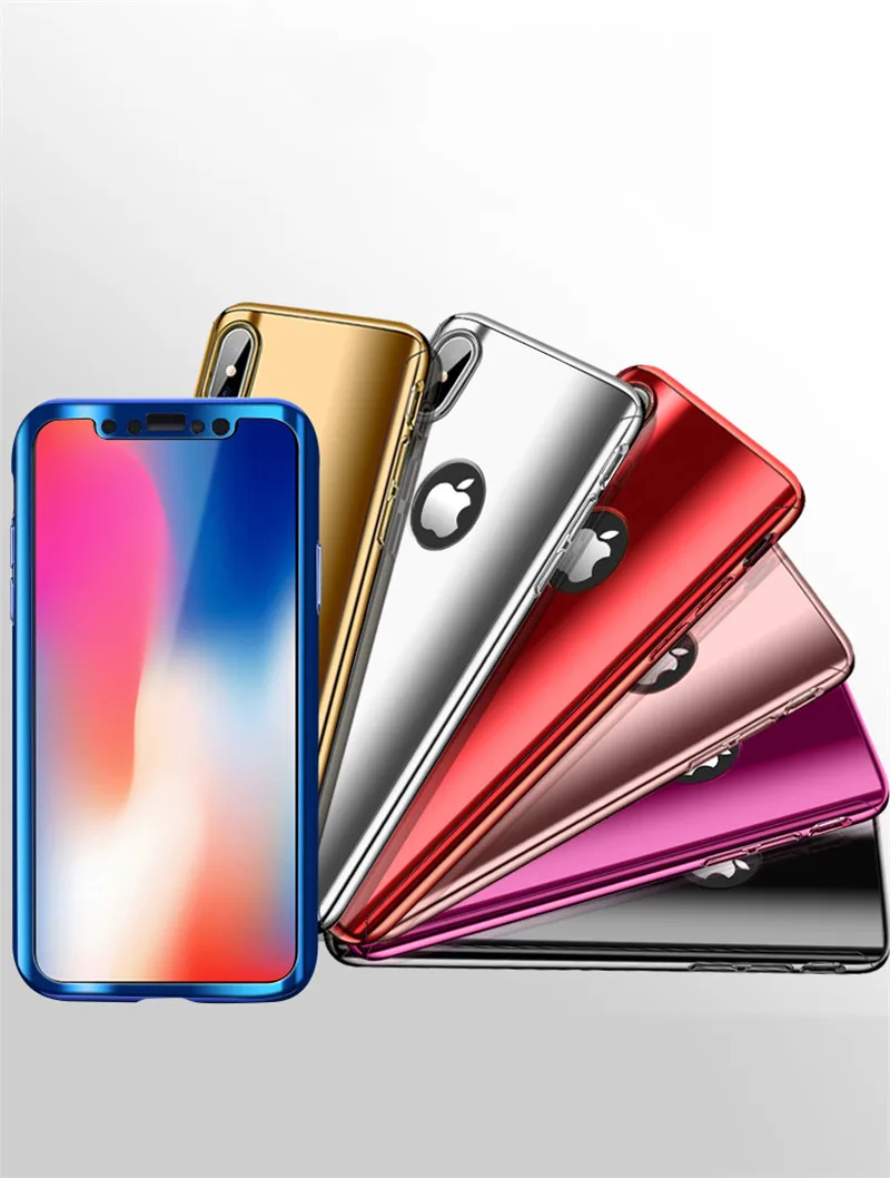 360 градусов Покрытие Зеркало чехол для iPhone 6 6s 7 8 Plus X Жесткий ПК полный корпус чехол для iPhone 6s 6 s 7 8 X телефонные чехлы со стеклом