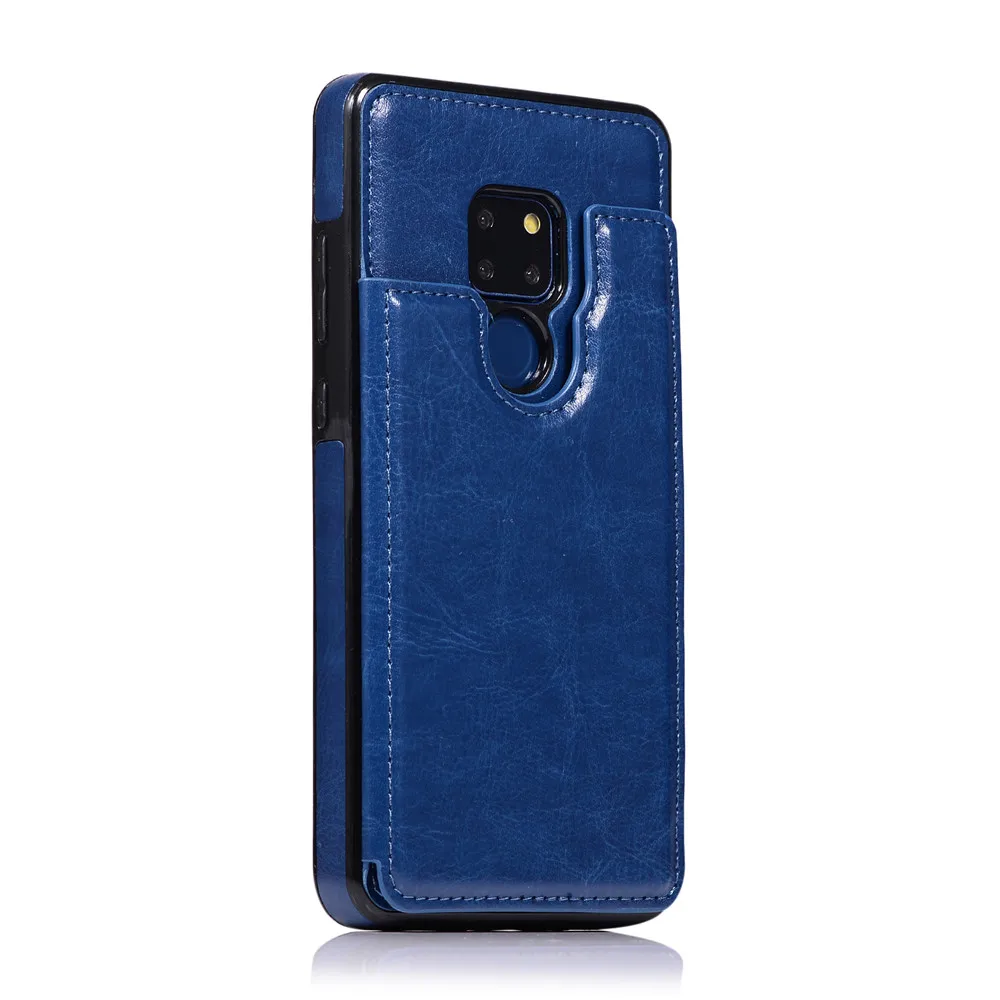 Blue SK Держатель для карт, чехол-кошелек для huawei P30 P30 Pro mate 20 Pro Lite, роскошный мягкий кожаный чехол с магнитной застежкой, противоударный защитный чехол - Цвет: Blue SK