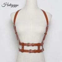 hatcyggo women sexy belts fashion punk harajuku faux leather straps suspenders belt bondage cage sculpting harness waist band