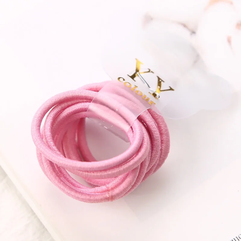 50pcs Pink 50 шт в наборе, милые девушки хвостик волос держатели Головные уборы конфеты Цветной эластичные держатели модные аксессуары детские резинки галстук Резинки - Цвет: 50pcs Pink
