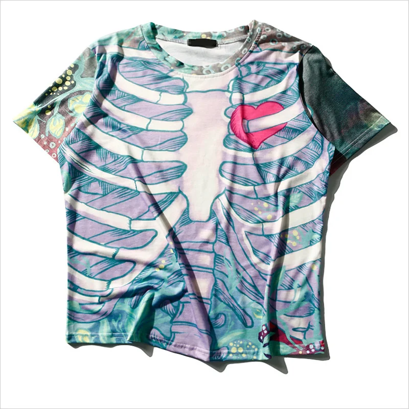 7mang 2018 Летняя женская новинка футболка с принтом скелета Дамская уличная harajuku