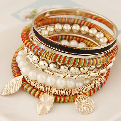 Богемия Jewlery Индийский стиль Красочные Многослойные круглый Браслеты комплект
