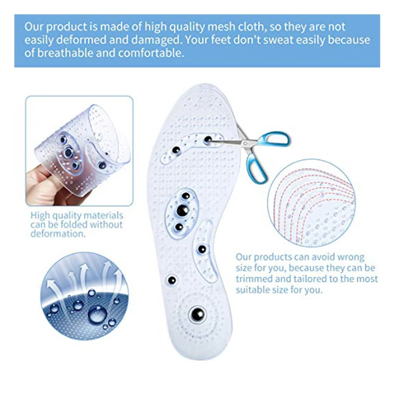 Массажные стельки Reflexology Pain Plantar Fasciitis рельефные силиконовые с поддержкой арки