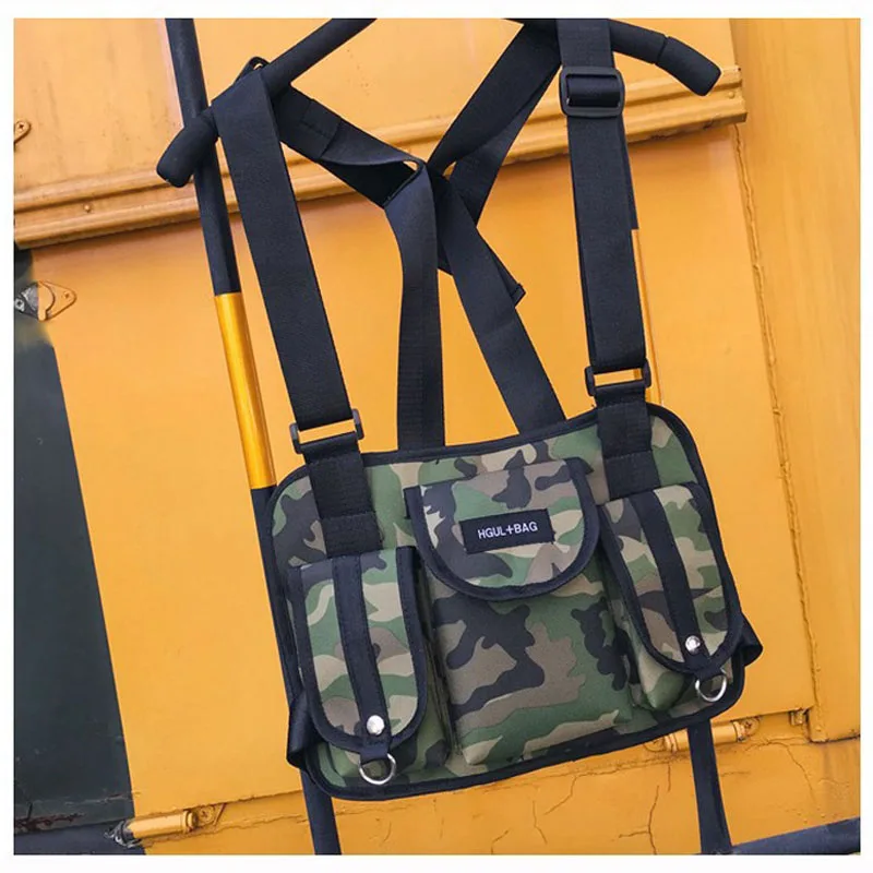 Camouflage Chest Bag Мужская тактическая нагрудная сумка, новая модная мужская нагрудная сумка в стиле хип-хоп, уличная сумка через плечо, Женская однотонная поясная сумка на плечо - Цвет: Camouflage Chest Bag
