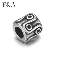 4pcs stainless steel bead circle 5mm hole for leather jewelry bracelet making metal european beads diy supplies parts