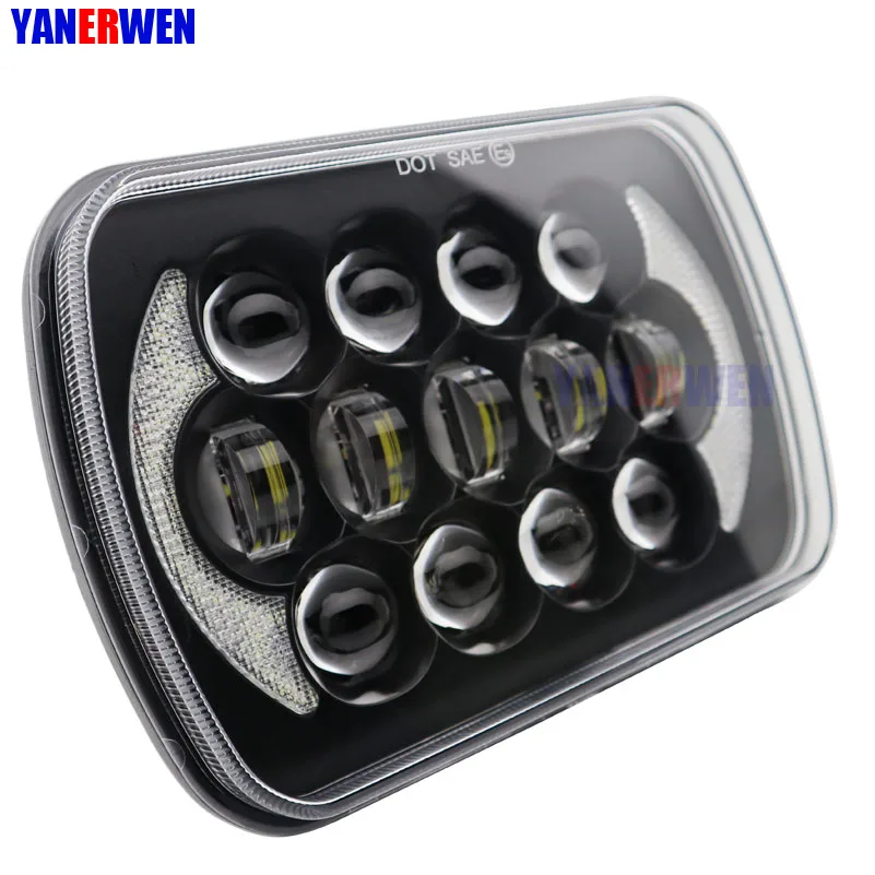 2PCS 105W 5X7 7X6 inch Rectangular Sealed Beam LED Headlight With DRL for Jeep Wrangler YJ Cherokee XJ H6014 H6052 H6054 | Автомобили и