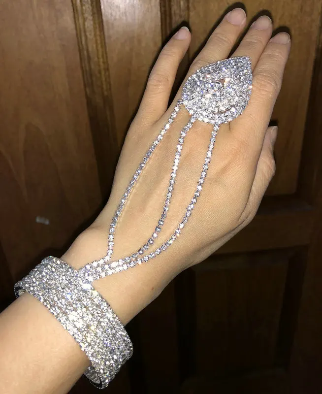 SiLVER Ювелирные изделия для костюма, золотые, серебряные стразы, тянущийся браслет, вечерние, для невесты, нарукавник, много стилей - Окраска металла: SiLVER