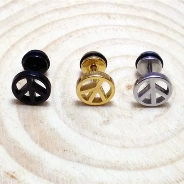 Модные круглые серьги гвоздики в стиле панк из нержавеющей стали золотого и