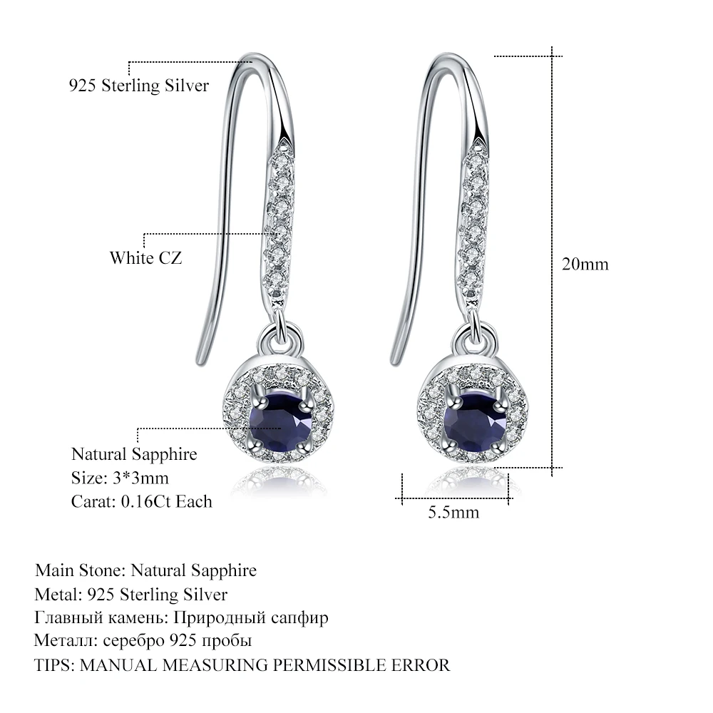 Женские Балетные серьги GEM'S серьги-подвески из серебра 925 пробы с натуральным