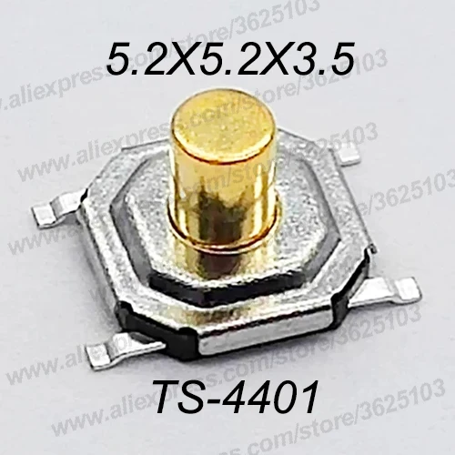 4X4X3.5 SMD 50 шт./лот SMD 4*4*1,5 мм~ 7 мм 4X4X1. 5 мм~ 7 мм 5,2 мм x 5,2 мм тактильная тактовая кнопка микропереключатель мгновенная кнопка Медная головка - Цвет: 4X4X3.5 SMD