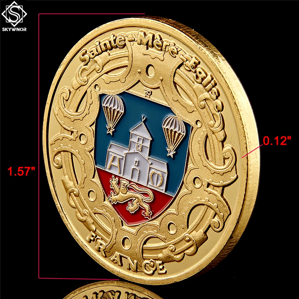 1944 WW II французская военная монета позолоченная монета 1,5"* 0,12" парашютный солдат антикварная коллекция монет