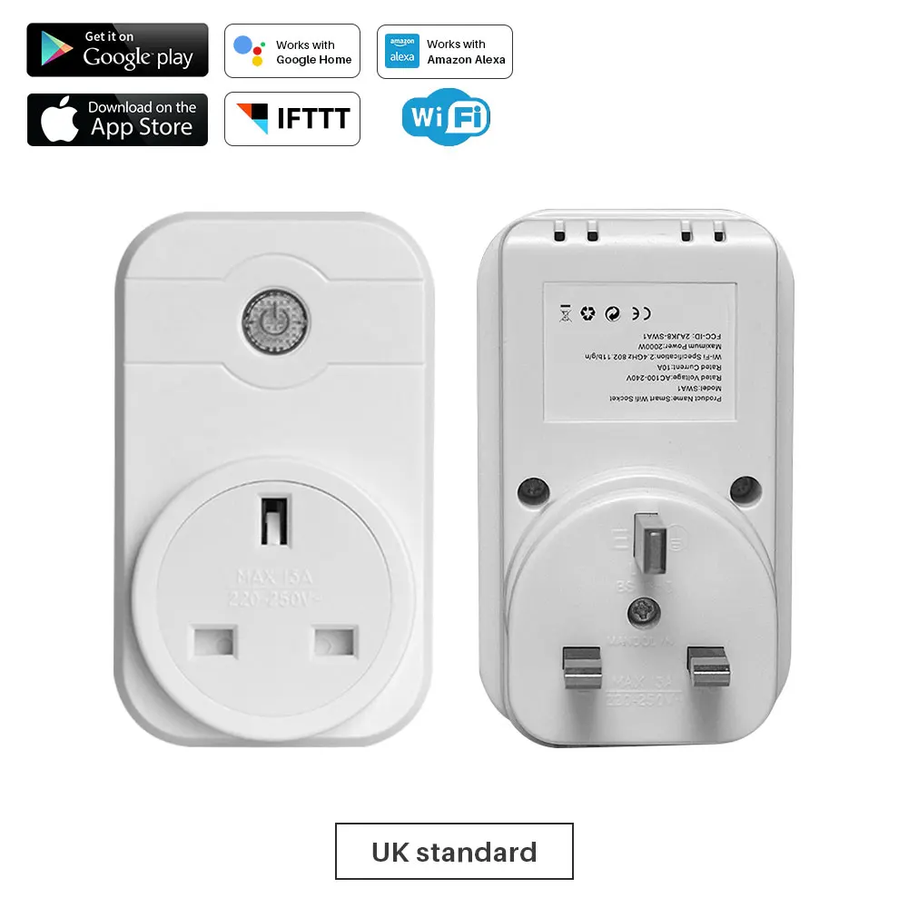 UK Standard Plug WiFi умная розетка с разъемом питания с приложением синхронизации дистанционного управления Совместимость с Amazon Alexa Google Home Mini Smart Home Автоматизация - Цвет: UK Standard Plug