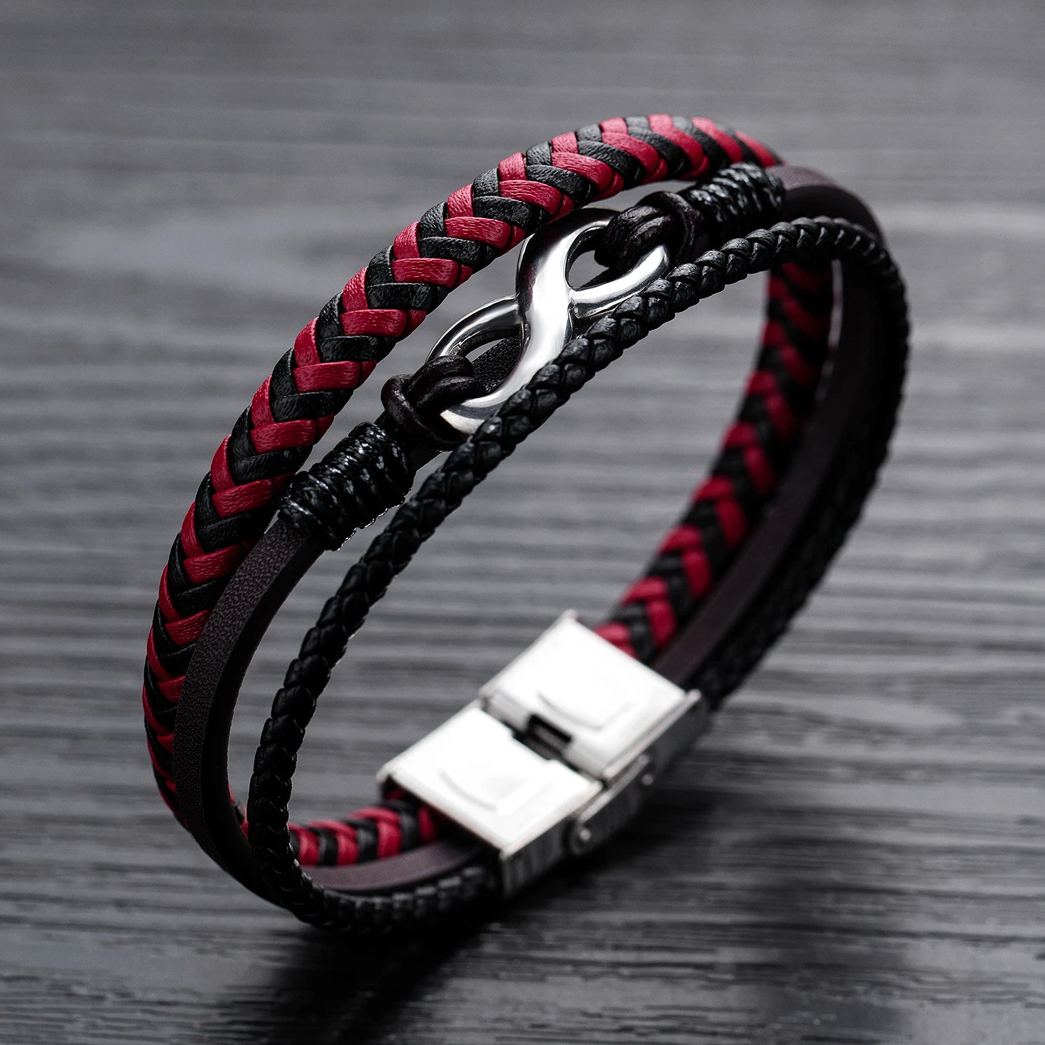 High Quality Stainless Infinity Men Bracelet PU Leather Black Hand Chain Friendship Brazelt Pulseira Masculina Dropshipping | Украшения и