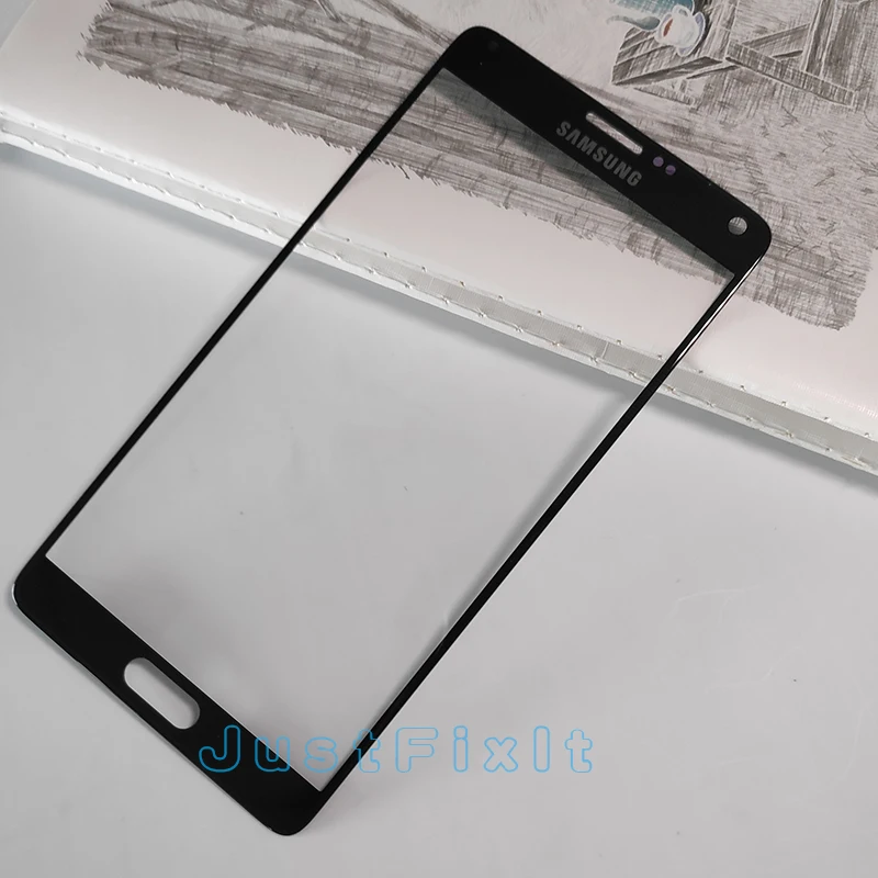 Черный Сменный Внешний стеклянный объектив для samsung Galaxy Note 4 N910 N910C N910F N910A lcd сенсорный экран передняя стеклянная внешняя панель клей - Цвет: Черный